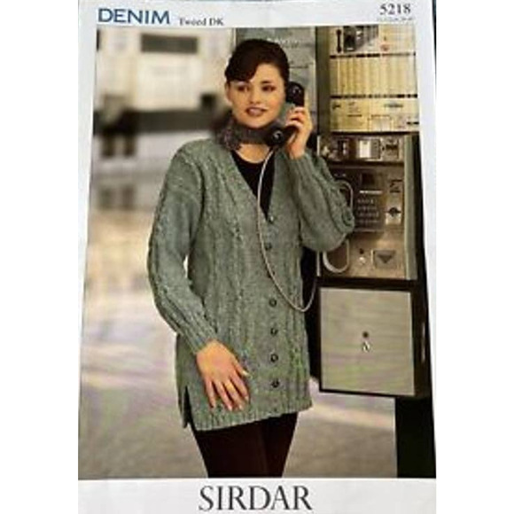 New Sirdar 5218 Denim Tweed Cardigan Sweater Double Knitting Pattern - Picture 2 of 2